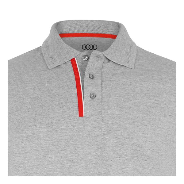 Audi Sport Polo Shirt - Mens (Grey Melange) Front Detail